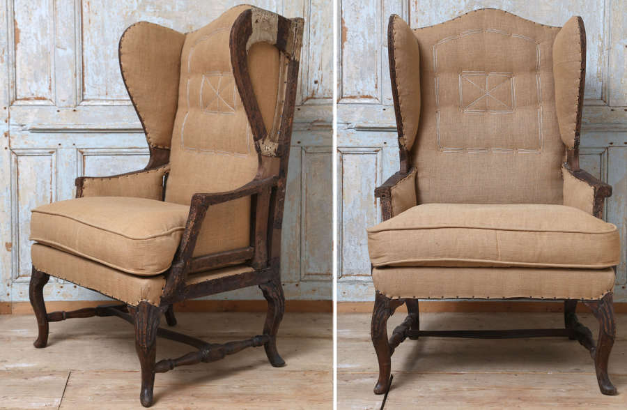 French 19th century high Wingback armchair