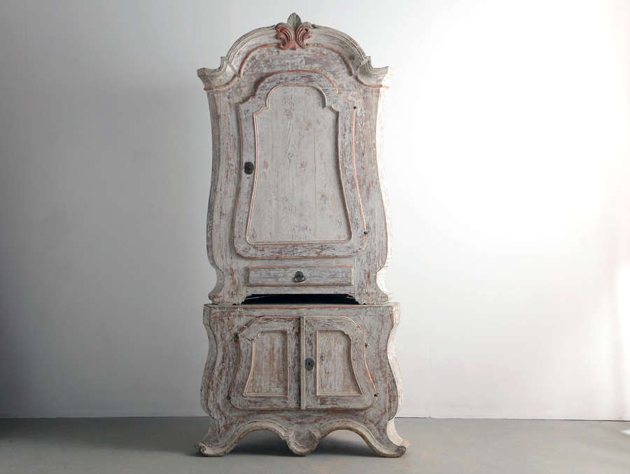 18th century Swedish painted corner cupboard