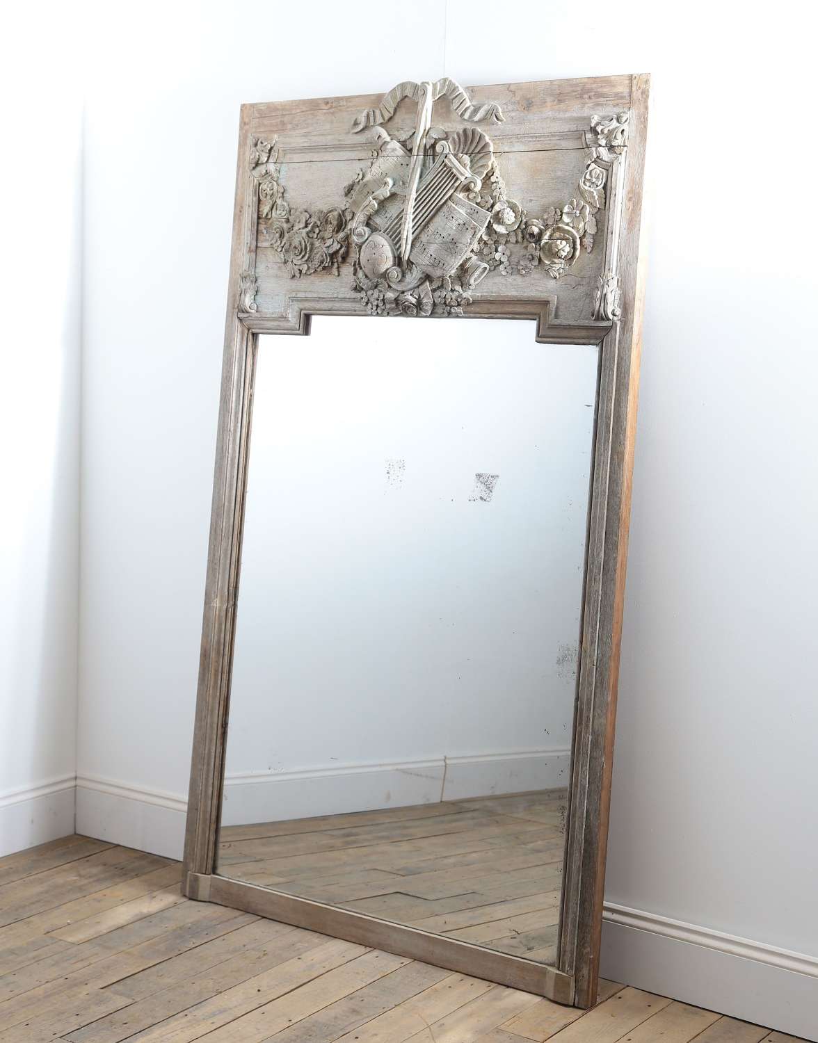 18th century French oak trumeau mirror