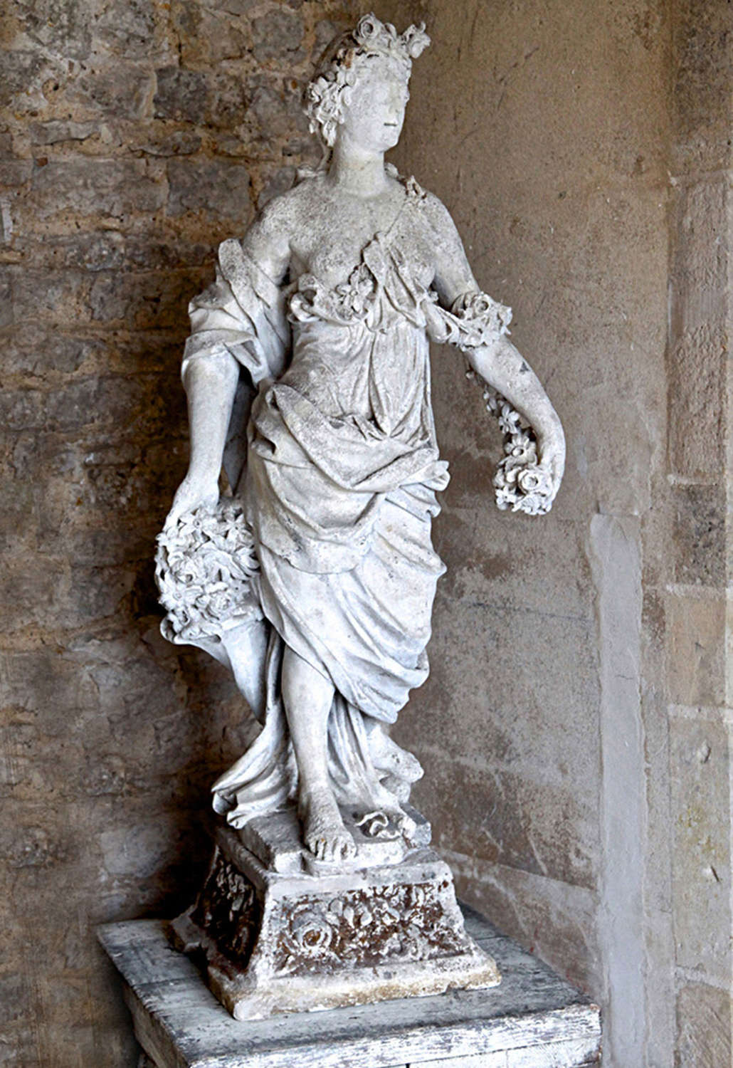18th century French stone statue of Flora