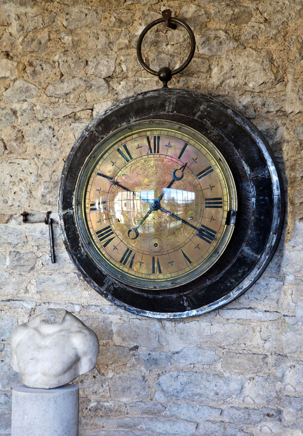 19th century French bank wall clock by Peste a Paris