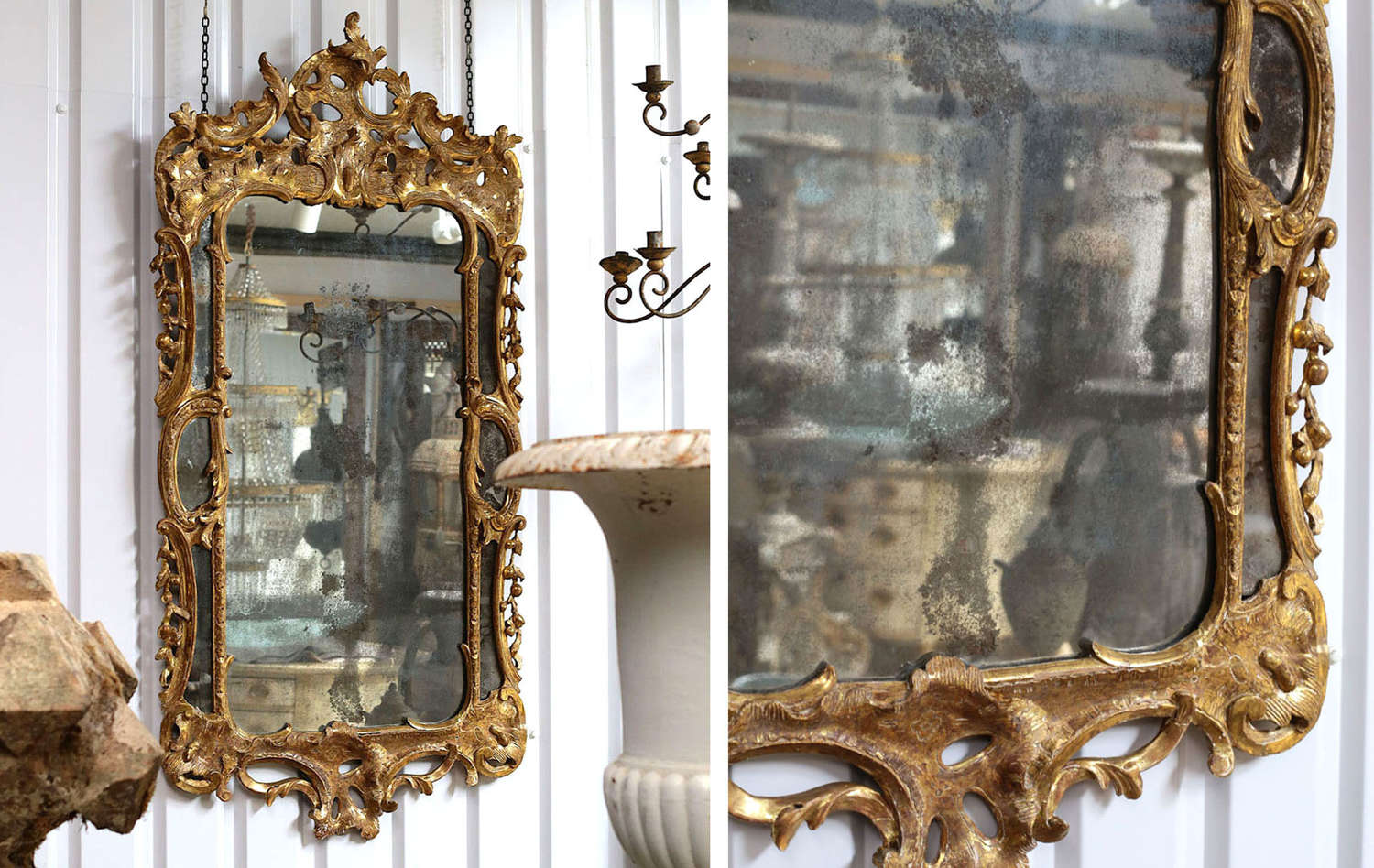 18th century English George III giltwood rocco mirror