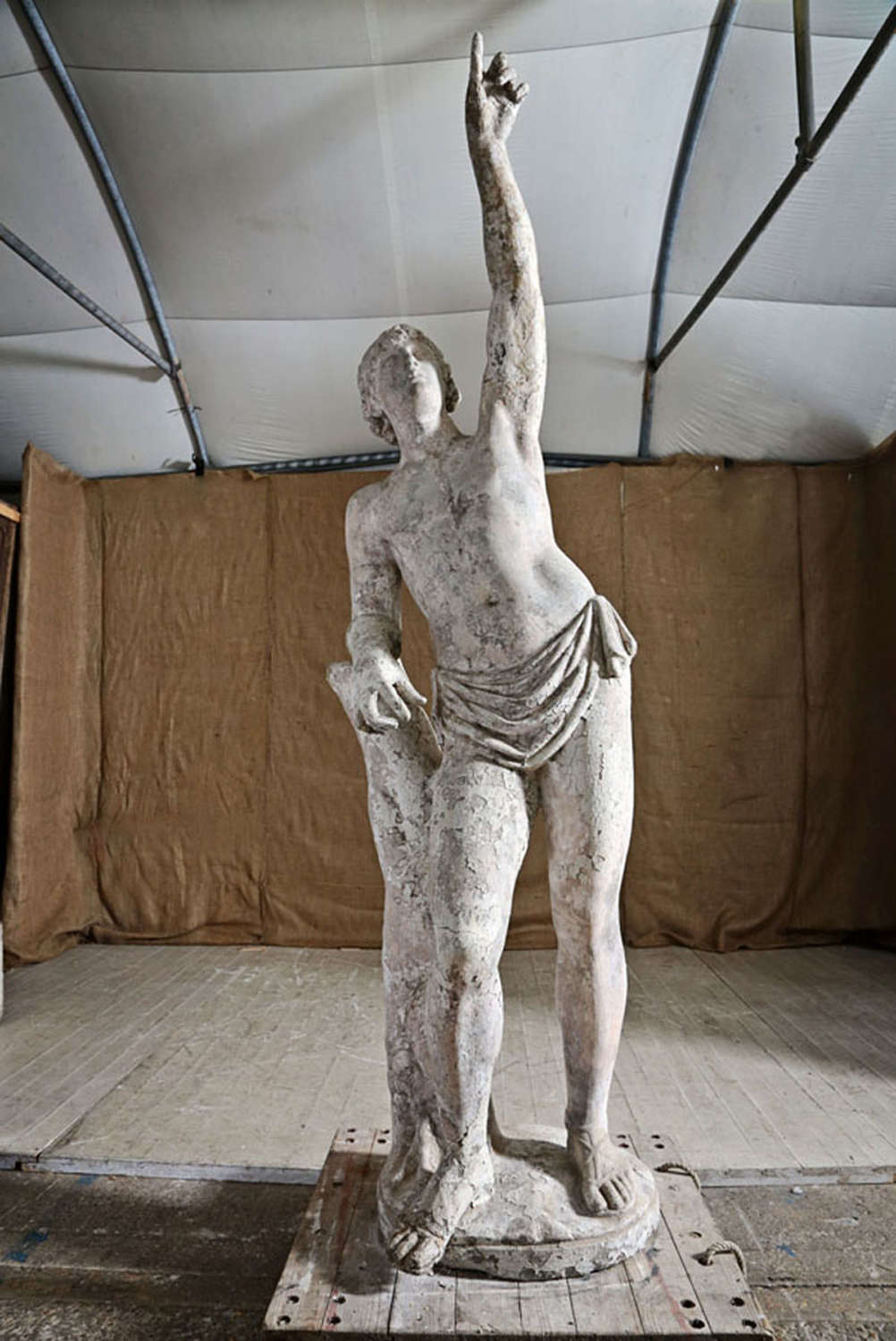 French Apollo terracotta statue