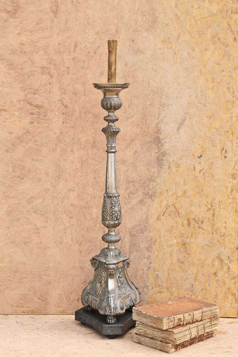 19th century French Silver Plated Electric Floor standing Candelstick
